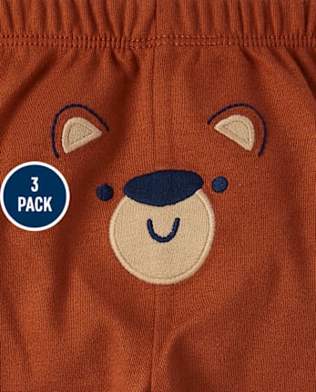 Pack de 3 pantalones con osito para bebé niño