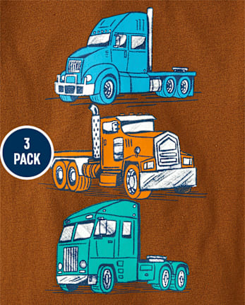 Baby And Niños pequeños Boys Dino Vehicle Camisetas estampadas 3-Pack