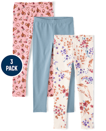 Girls Print Leggings 3-Pack