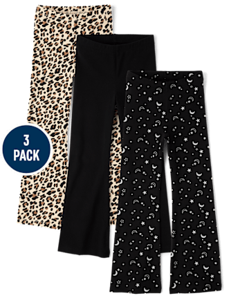 Girls Leopard Flare Leggings 3-Pack