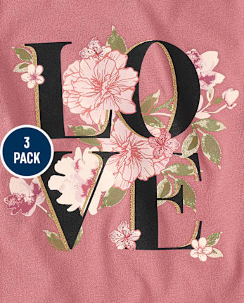 Girls Floral Tee Shirt 3-Pack