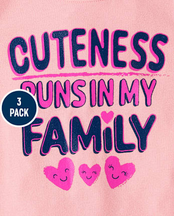 Baby And Toddler Girls Family Graphic Tee 3-Pack