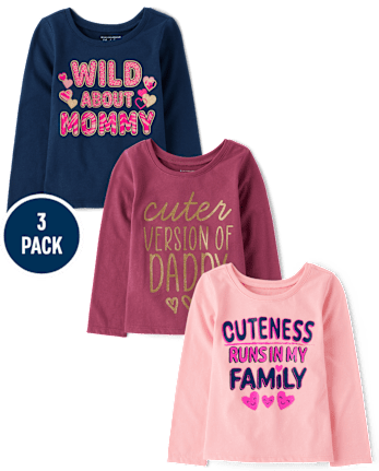 Baby And Toddler Girls Family Graphic Tee 3-Pack