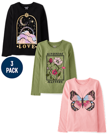 Girls Positivity Graphic Tee 3-Pack