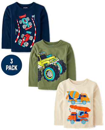 Baby And Toddler Boys Vehicle Graphic Tee 3-Pack