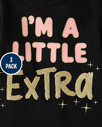 Lot de 3 t-shirts graphiques impertinents pour bébés et petites filles