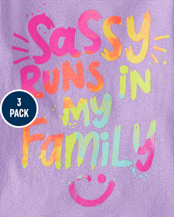 Lot de 3 t-shirts graphiques impertinents pour bébés et petites filles