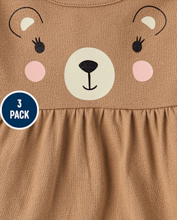 Toddler Girls Bear Top 3-Pack
