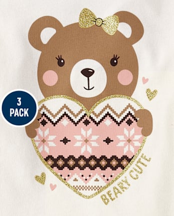 Toddler Girls Bear Top 3-Pack