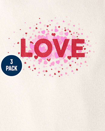 Baby Girls Heart Bodysuit 3-Pack