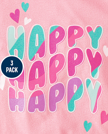 Baby And Toddler Girls Positivity Graphic Tee 3-Pack