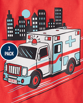 Baby And Toddler Boys Rescue Vehicle Graphic Tee 3-Pack
