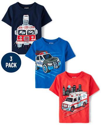 Baby And Toddler Boys Rescue Vehicle Graphic Tee 3-Pack