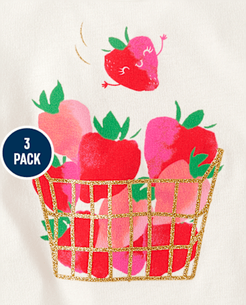 Lot de 3 hauts à volants de fraises pour petites filles