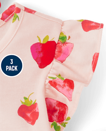 Lot de 3 hauts à volants à fraises pour petites filles