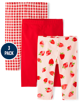 Toddler Girls Strawberry Capri Leggings 3-Pack