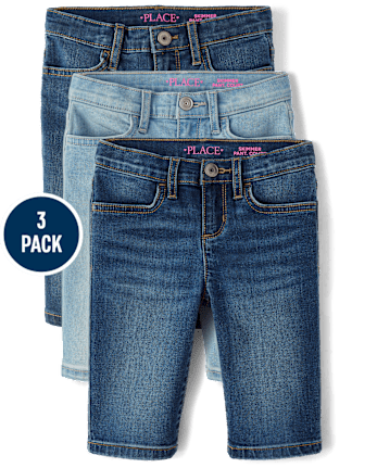 Girls Denim Skimmer Shorts 3-Pack