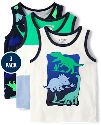 Baby And Toddler Boys Dino Tank Top 3-Pack