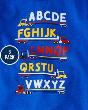 Toddler Boys Alphabet Vehicle 3-Piece Pajama Set