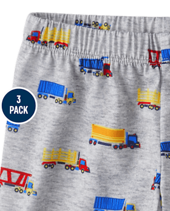 Toddler Boys Alphabet Vehicle 3-Piece Pajama Set