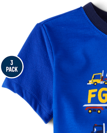 Toddler Boys Alphabet Vehicle 3-Piece Pajama Set