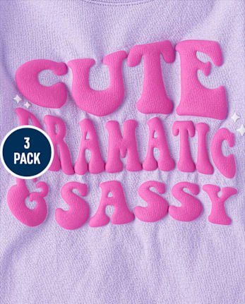 Lot de 3 t-shirts graphiques impertinents pour bébés et petites filles