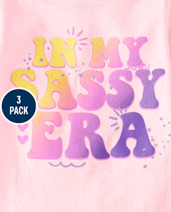 Lot de 3 t-shirts graphiques impertinents pour bébés et petites filles