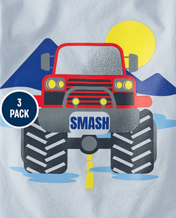 Lot de 3 t-shirts graphiques pour bébés et tout-petits garçons