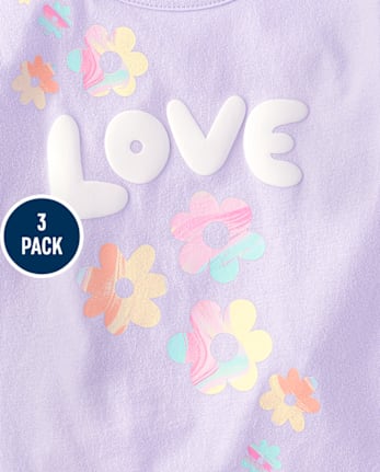 Lot de 3 hauts marbrés arc-en-ciel pour petites filles