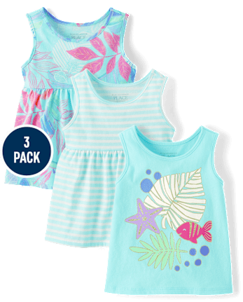 Toddler Girls Tropical Tank Top 3-Pack