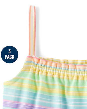 Toddler Girls Butterfly Ruffle Tank Top 3-Pack