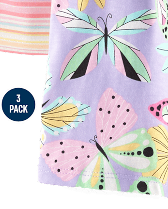 Toddler Girls Butterfly Ruffle Tank Top 3-Pack
