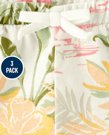 Baby Girls Tropical Ruffle Shorts 3-Pack