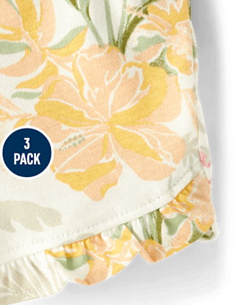 Baby Girls Tropical Ruffle Shorts 3-Pack