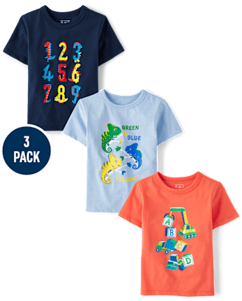 Baby And Toddler Boys Educational Graphic Tee 3-Pack