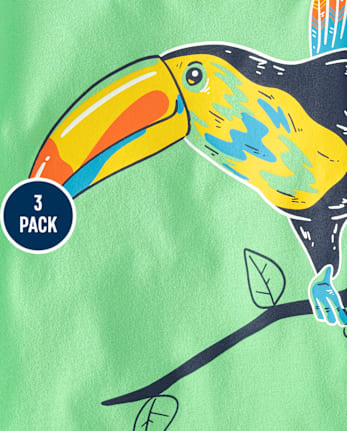 Lot de 3 t-shirts à imprimé animal pour bébé et tout-petit garçon