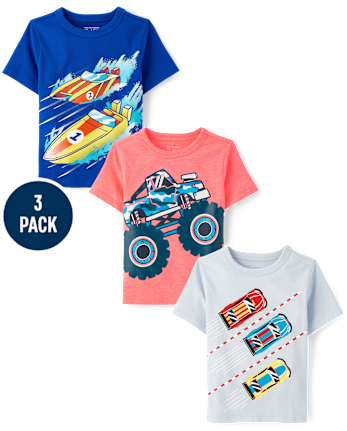 Baby And Toddler Boys Vehicle Graphic Tee 3-Pack