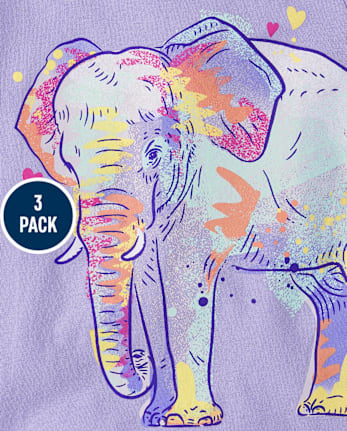 Lot de 3 t-shirts à imprimé animal pour bébés et petites filles