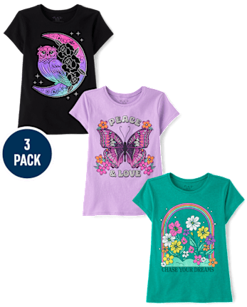 Girls Positivity Graphic Tee 3-Pack