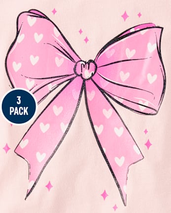 Baby And Toddler Girls Bow Graphic Tee 3-Pack