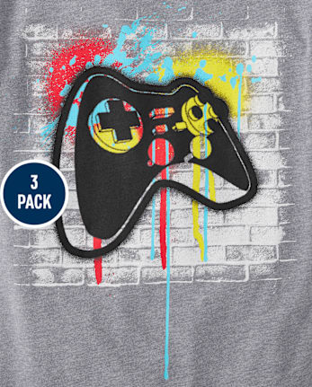 Lot de 3 t-shirts graphiques Gamer pour garçon