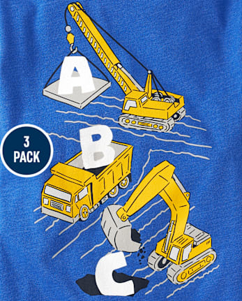 Lot de 3 t-shirts graphiques pour bébés et tout-petits garçons
