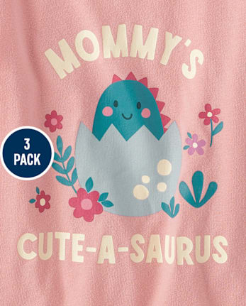 Baby And Toddler Girls Dino Graphic Tee 3-Pack