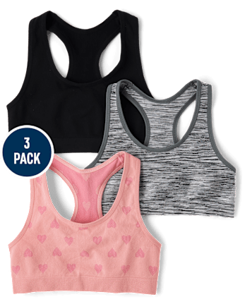 Girls Heart Seamless Racerback Bralette 3-Pack