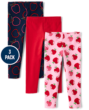 Toddler Girls Apple Leggings 3-Pack