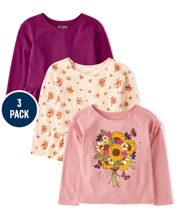 Toddler Girls Floral Top 3-Pack