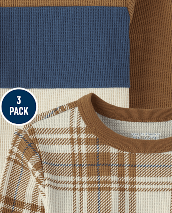 Lot de 3 hauts thermiques colorblock pour bébés et tout-petits garçons