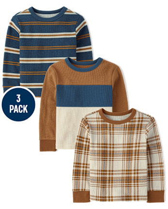 Baby And Toddler Boys Colorblock Thermal Top 3-Pack