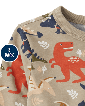 Lot de 3 hauts dinosaures pour bébés et tout-petits garçons