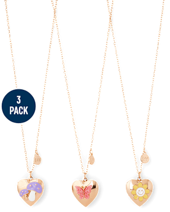 Girls Butterfly BFF Locket Necklace 3-Pack